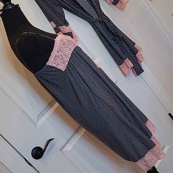 Nanette Lepore Gray with Pink Polka Dot Pajama Set - Picture 4 of 13
